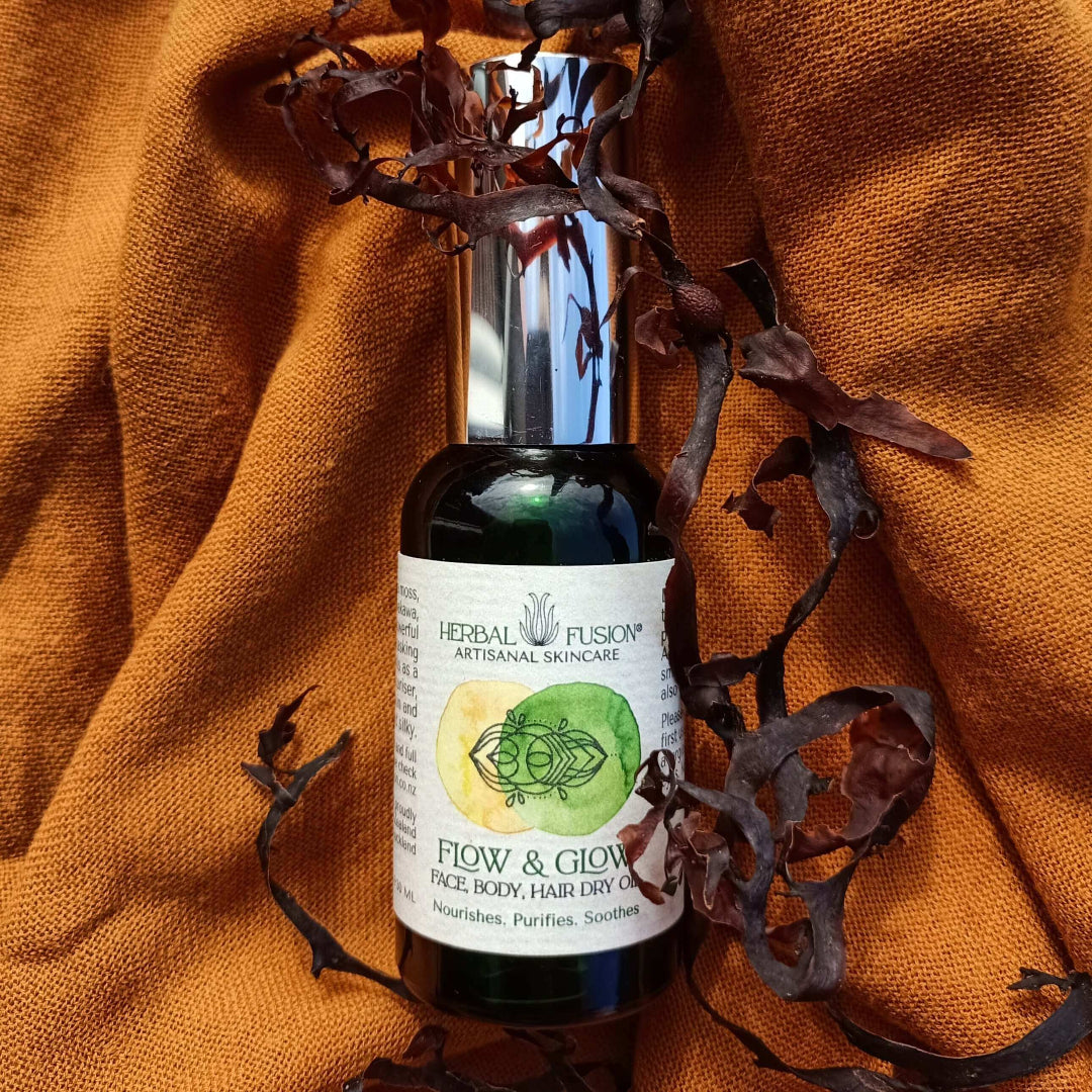 Flow and glow face body hair dry oil